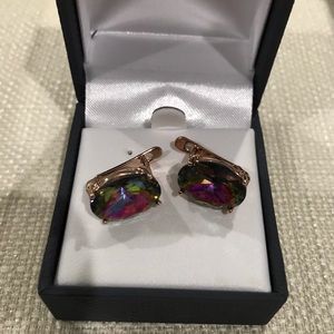 Colorful Gem Clip On Earrings